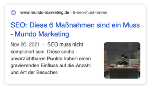 Das SEO snippet: So sieht es dann bei Google aus.